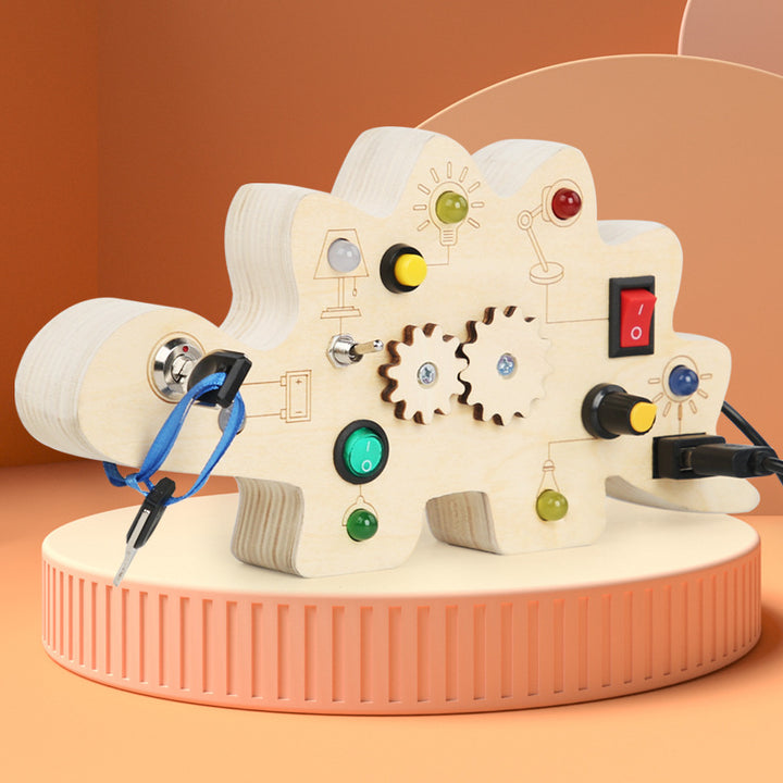 Discover New Educational Journeys with the Montessori Wooden Dino Circuit Board Busy Light Toy