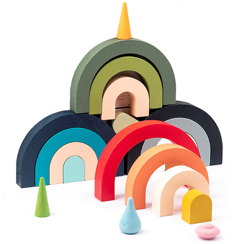 Montessori Wooden Rainbow Arched Building Blocks