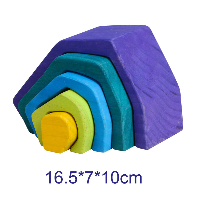 Montessori Wooden Rainbow Building Blocks