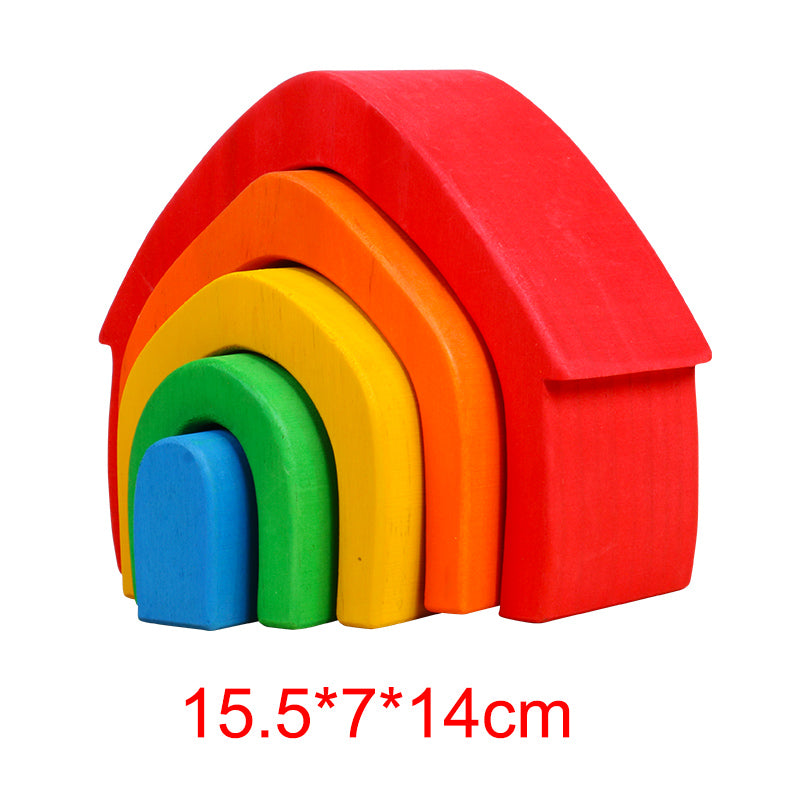 Montessori Wooden Rainbow Building Blocks