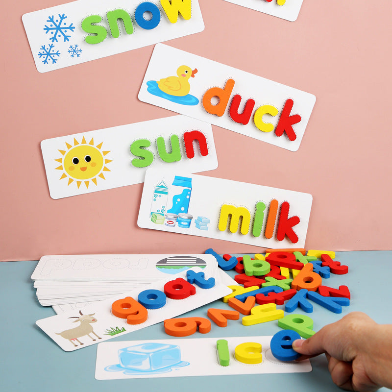 Montessori Wooden Alphabet Words Learning Blocks