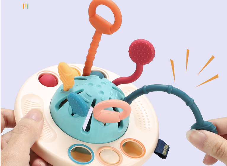 Montessori Silicone Pull String Teether & Sensory Toy