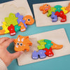 stegosaurus, tyrannosaurus rex, triceratops,stegosaurus in a wooden puzzle