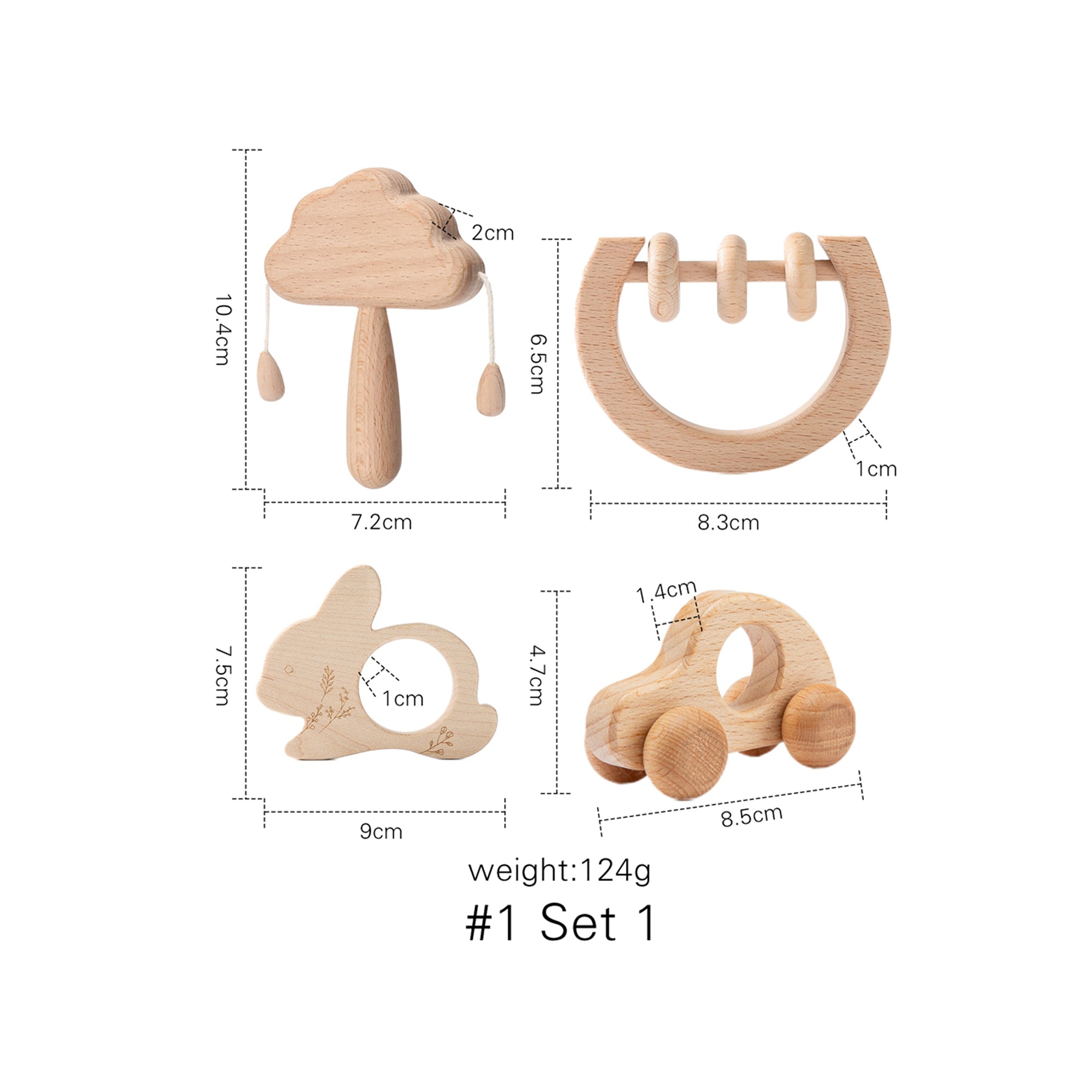 Montessori Cartoon Animal Wooden Teether Rattle